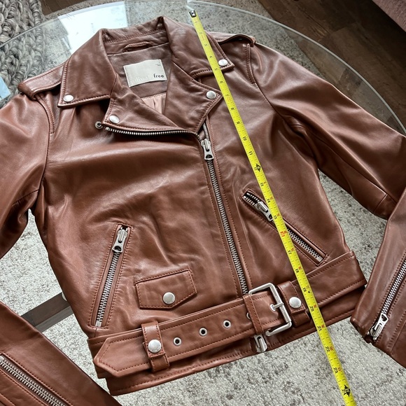 Rare Wilfred Free The iconic Lennon Brown new Moto Biker Leather Jacket Sz S - Picture 13 of 17